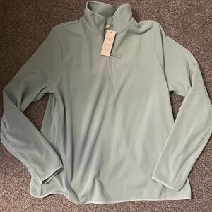 Ladies Light Green Quarter-Zip Sweater